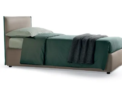 Letto singolo in pelle con testiera Dionisio Standard di Rosini Night